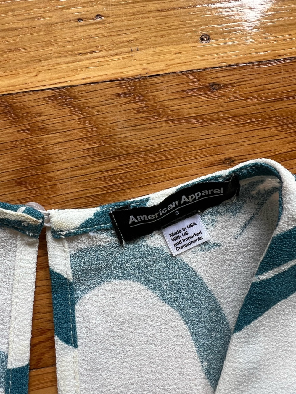 Nwot 2010s American Apparel Size S White + Blue Dress With Abstract Wave Print View 5